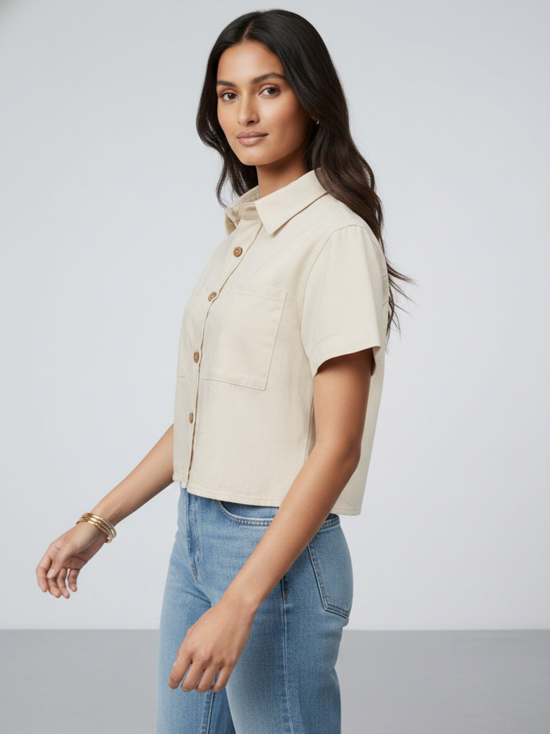 Women Shirt Solid White Slim Fit