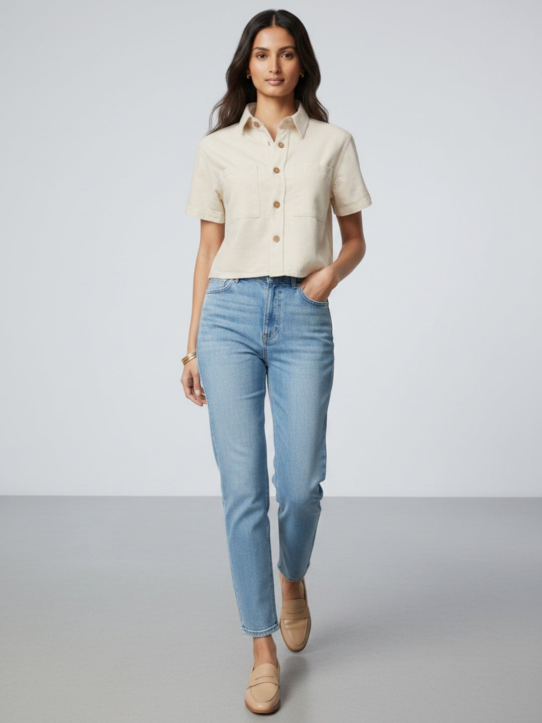 Women Shirt Solid White Slim Fit