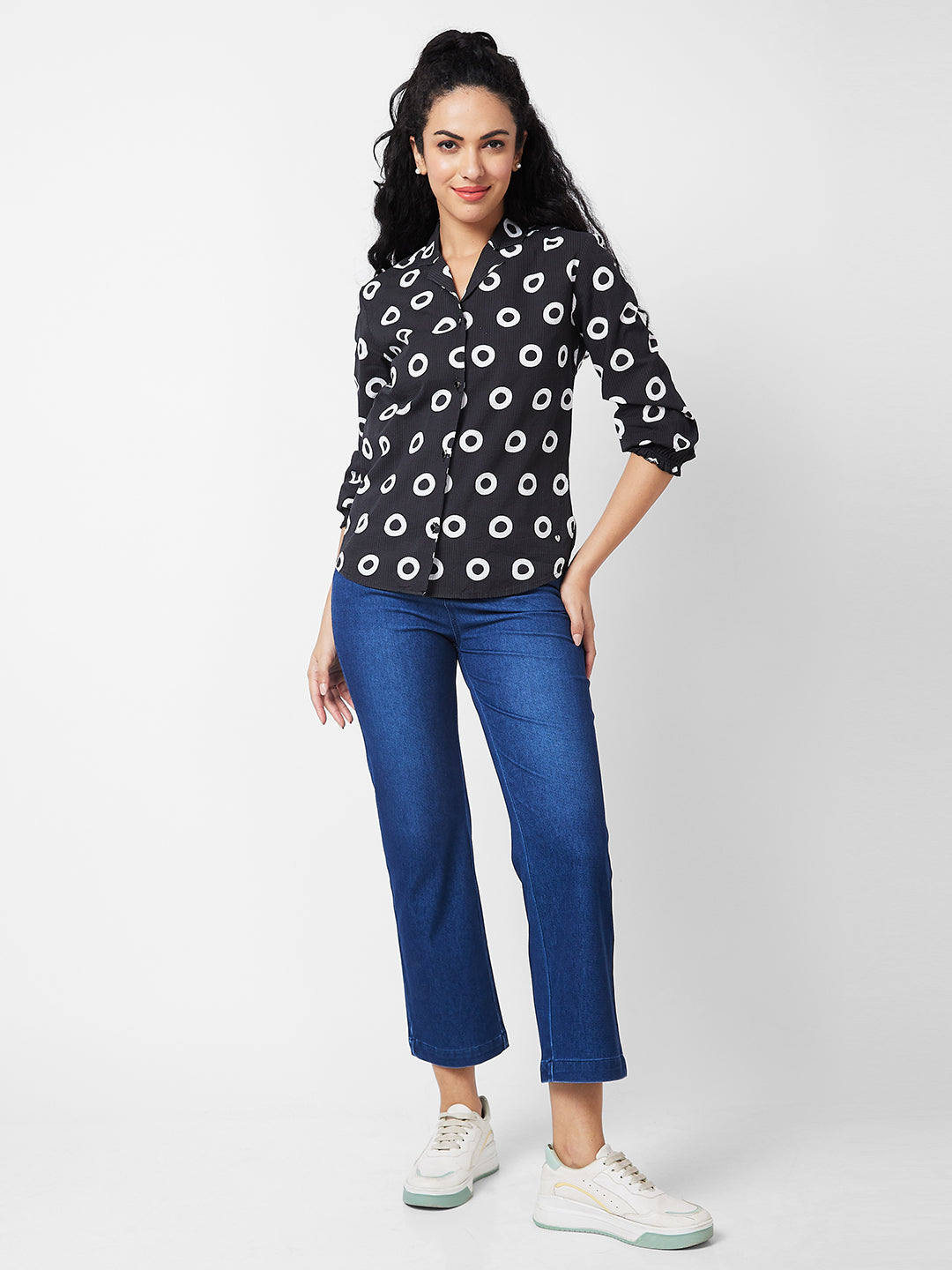 Spykar Black Printed Shirt For Women