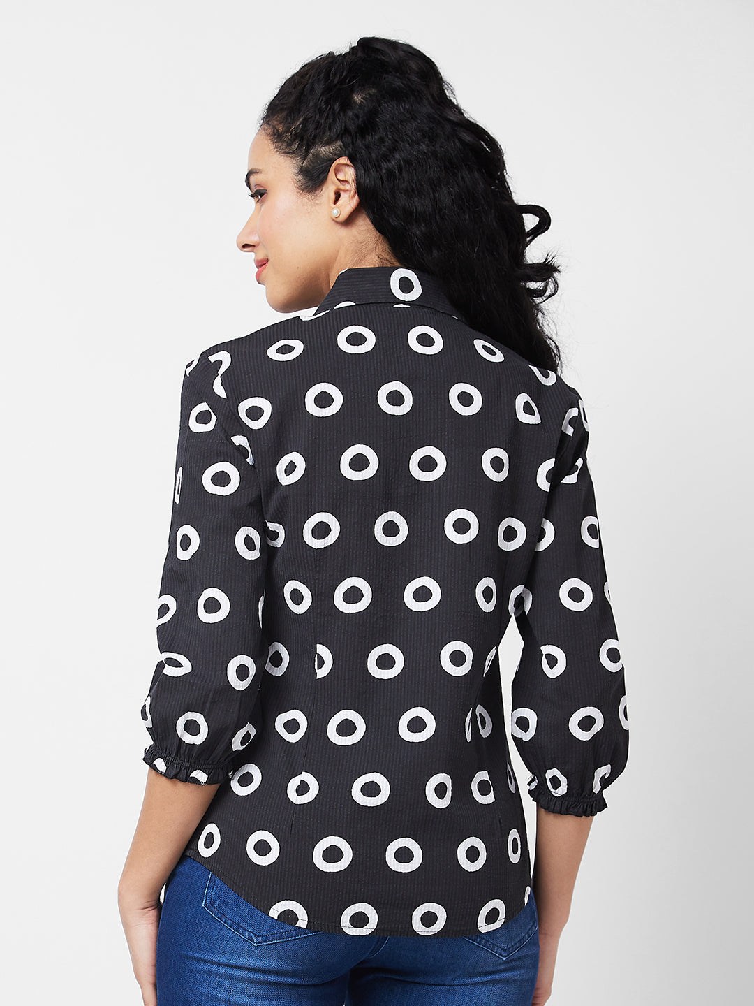 Spykar Black Printed Shirt For Women