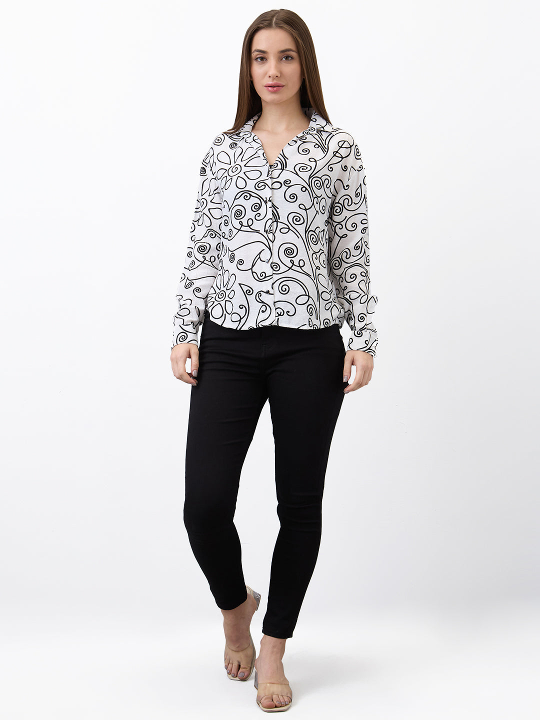 Spykar White Regular Fit Printed Top For Women