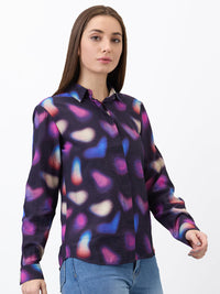 Women Shirt Print Black Regular Fit