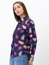 Women Shirt Print Black Regular Fit