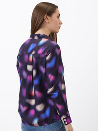 Women Shirt Print Black Regular Fit