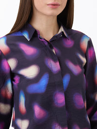 Women Shirt Print Black Regular Fit