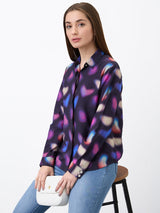Women Shirt Print Black Regular Fit