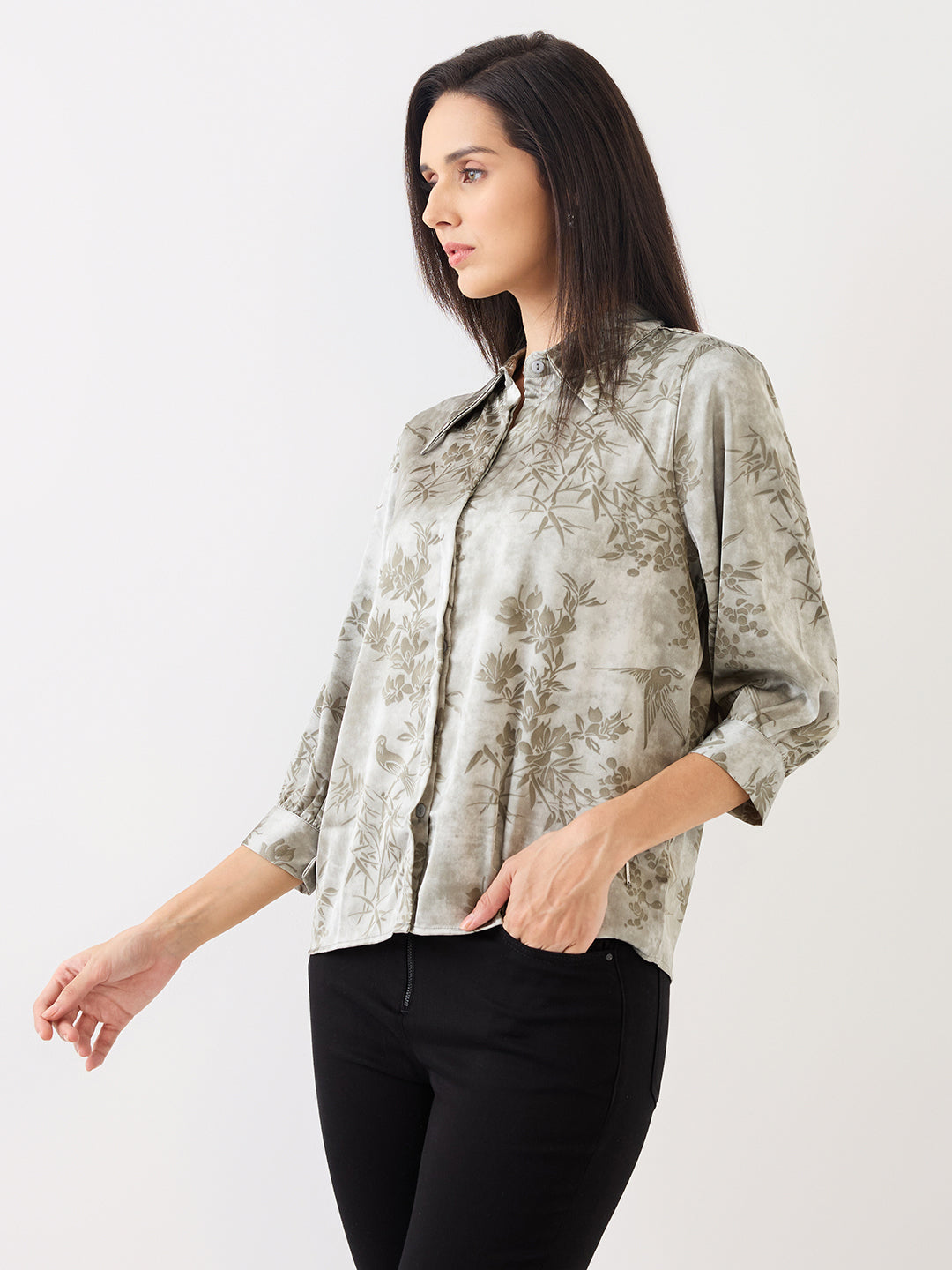 Spykar Gray Regular Fit Casual Shirt For Women