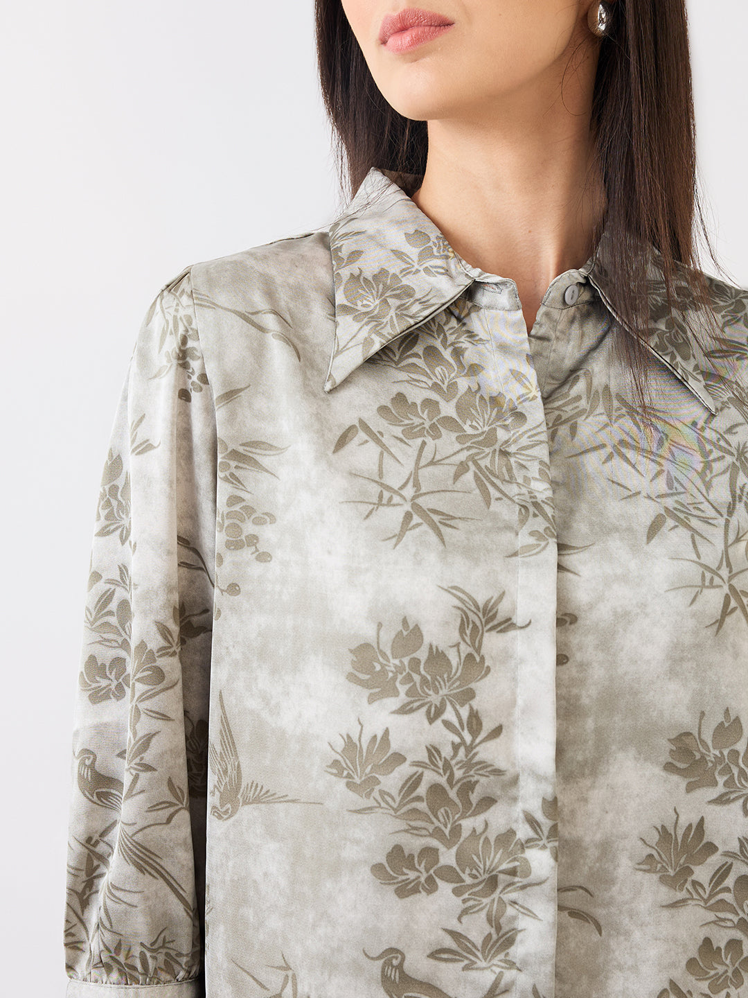 Spykar Gray Regular Fit Casual Shirt For Women