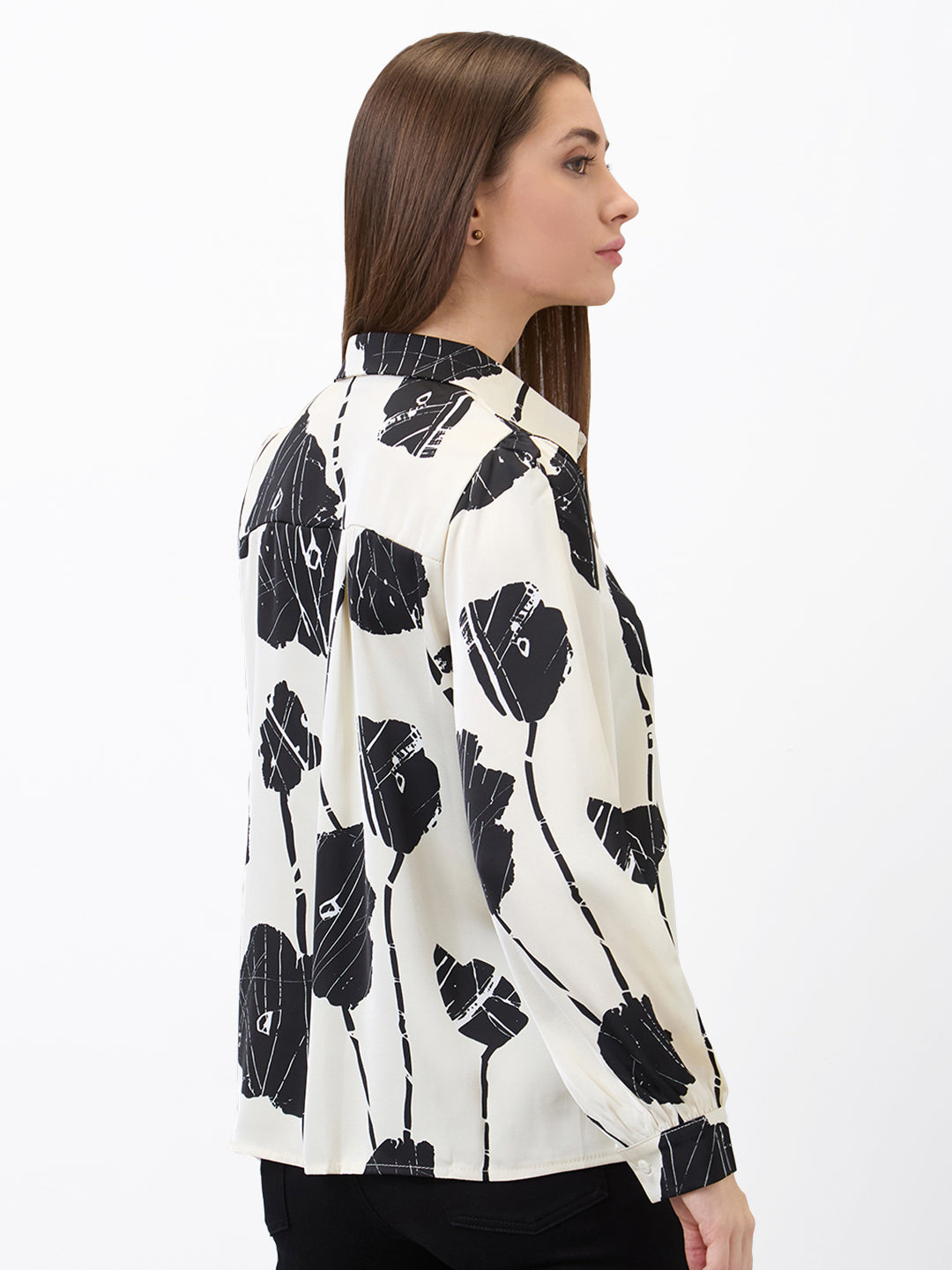 Spykar White Regular Fit Printed Full Sleeve Shirt For Women