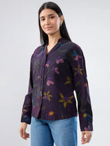 Women Shirt Print Purple Regular Fit