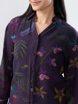 Women Shirt Print Purple Regular Fit