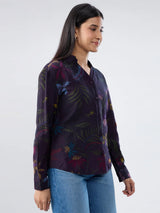 Women Shirt Print Purple Regular Fit