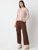 Women Shirt Print Brown Regular Fit