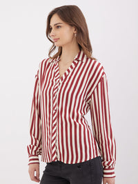 Women Shirt Maroon Regular Fit