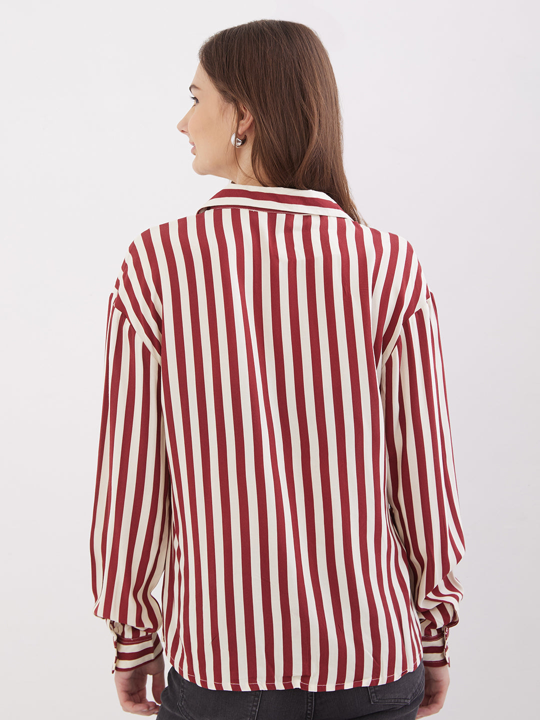 Spykar Deep Maroon Regular Fit Casual Shirts For Women