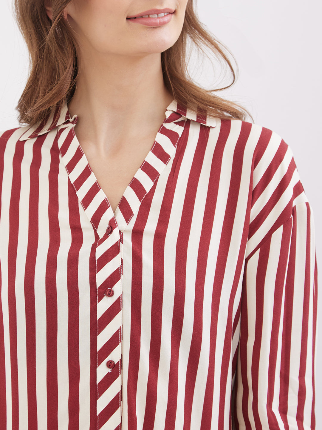Spykar Deep Maroon Regular Fit Casual Shirts For Women