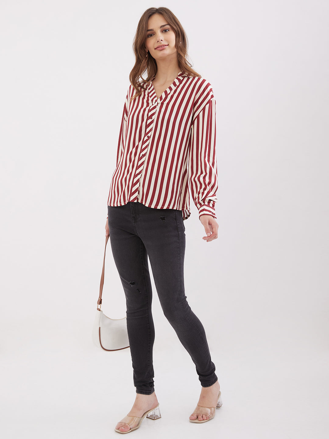 Spykar Deep Maroon Regular Fit Casual Shirts For Women