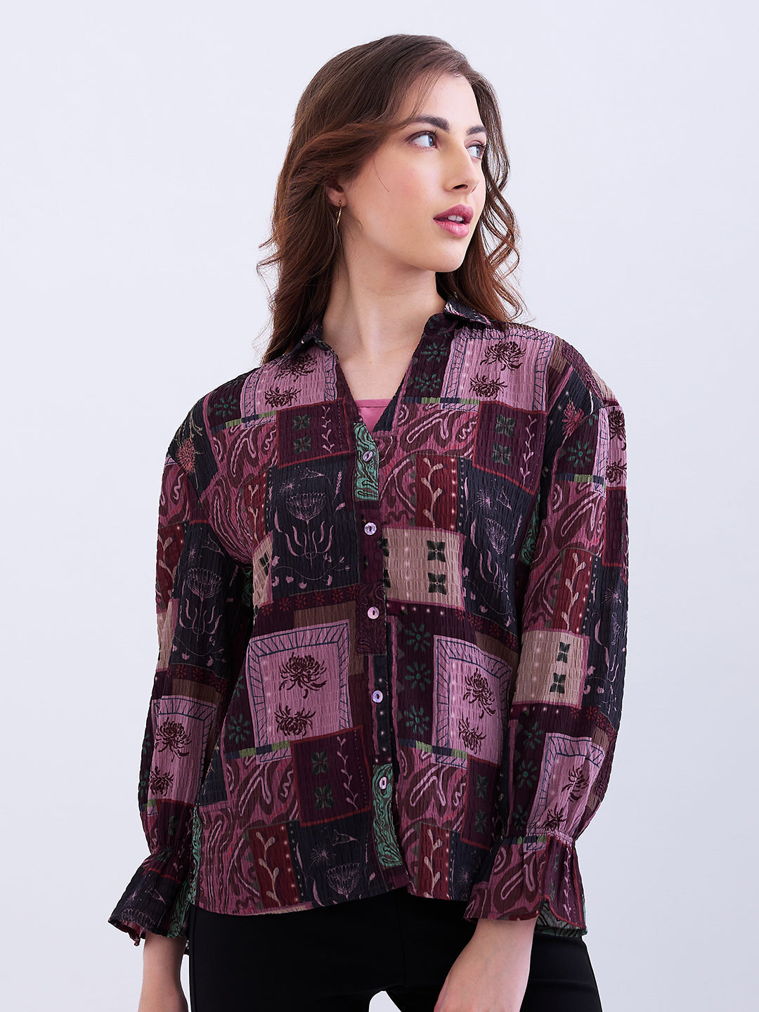 Spykar Cherry Lacquer Regular Fit Casual Shirts For Women