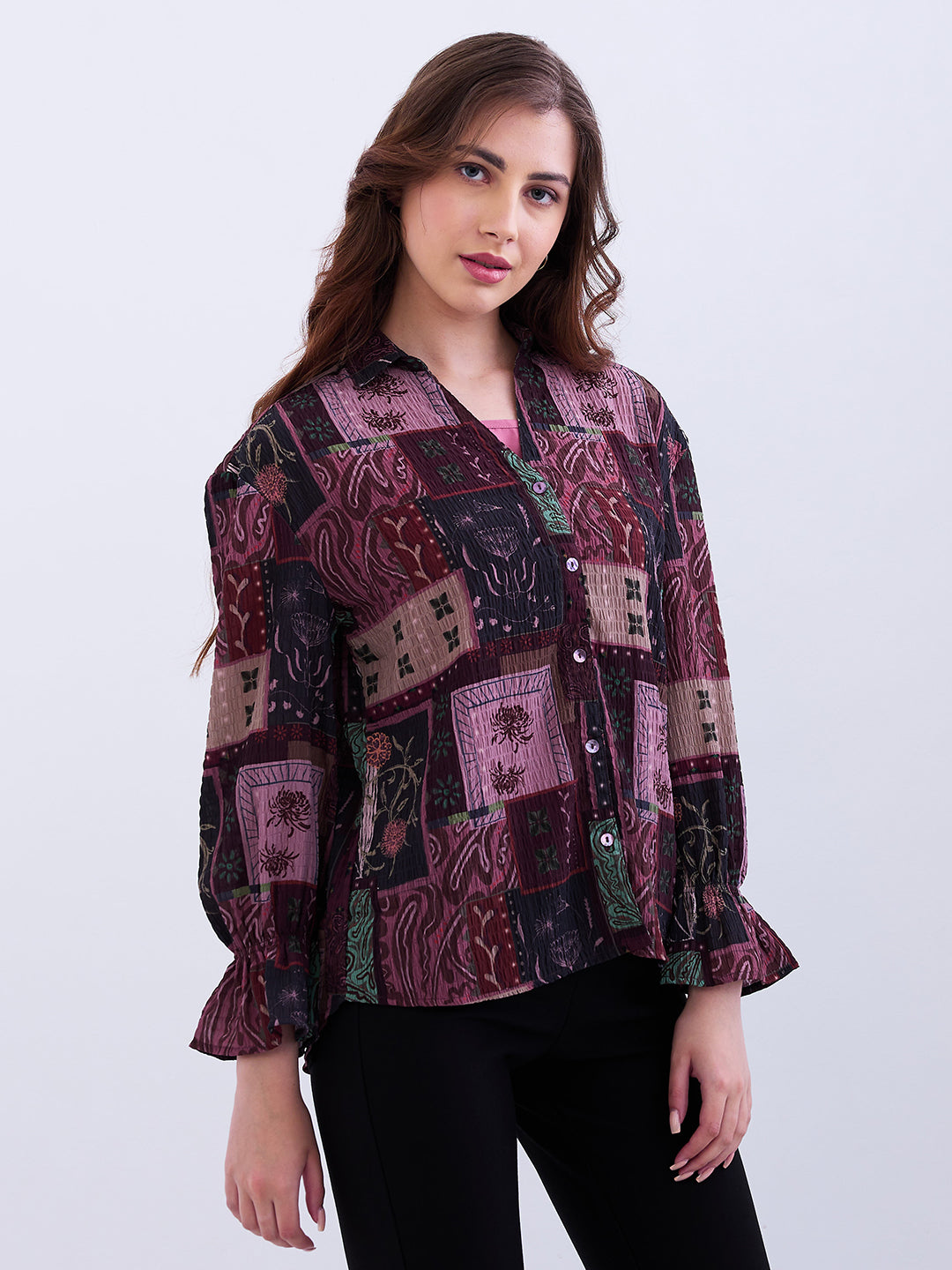 Spykar Cherry Lacquer Regular Fit Casual Shirts For Women