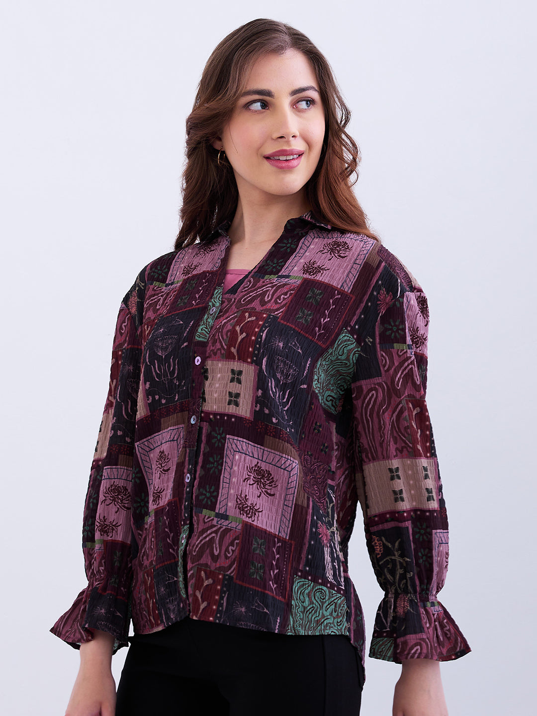 Spykar Cherry Lacquer Regular Fit Casual Shirts For Women