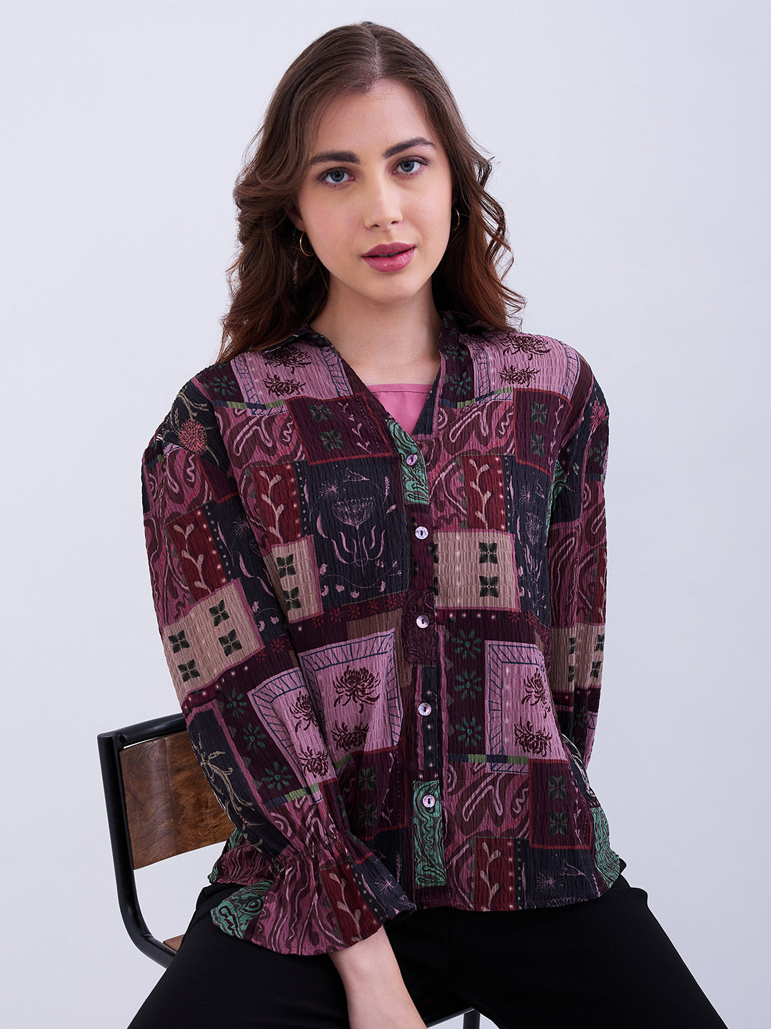 Spykar Cherry Lacquer Regular Fit Casual Shirts For Women