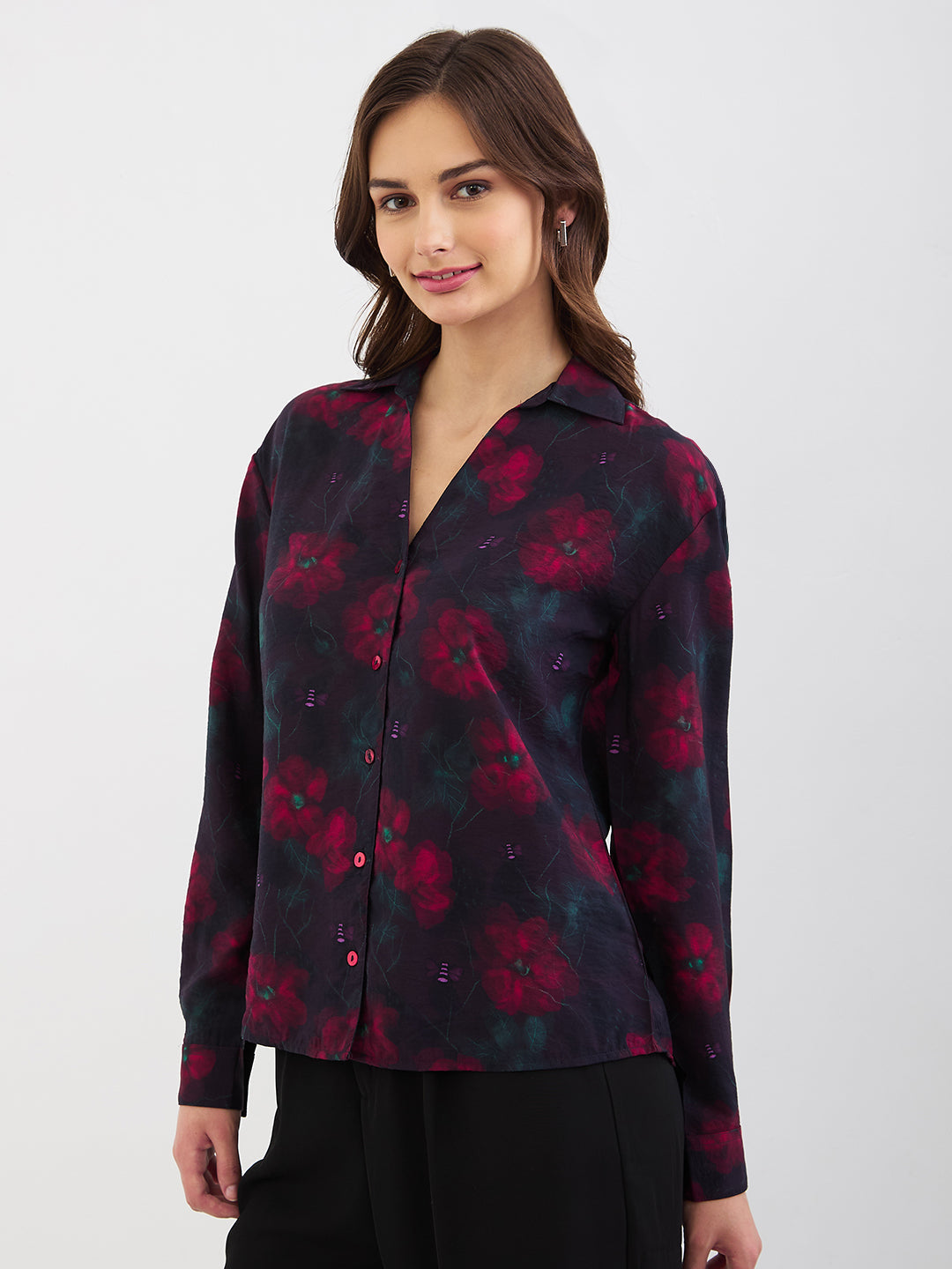 Spykar Crimson Red Regular Fit Casual Shirts For Women