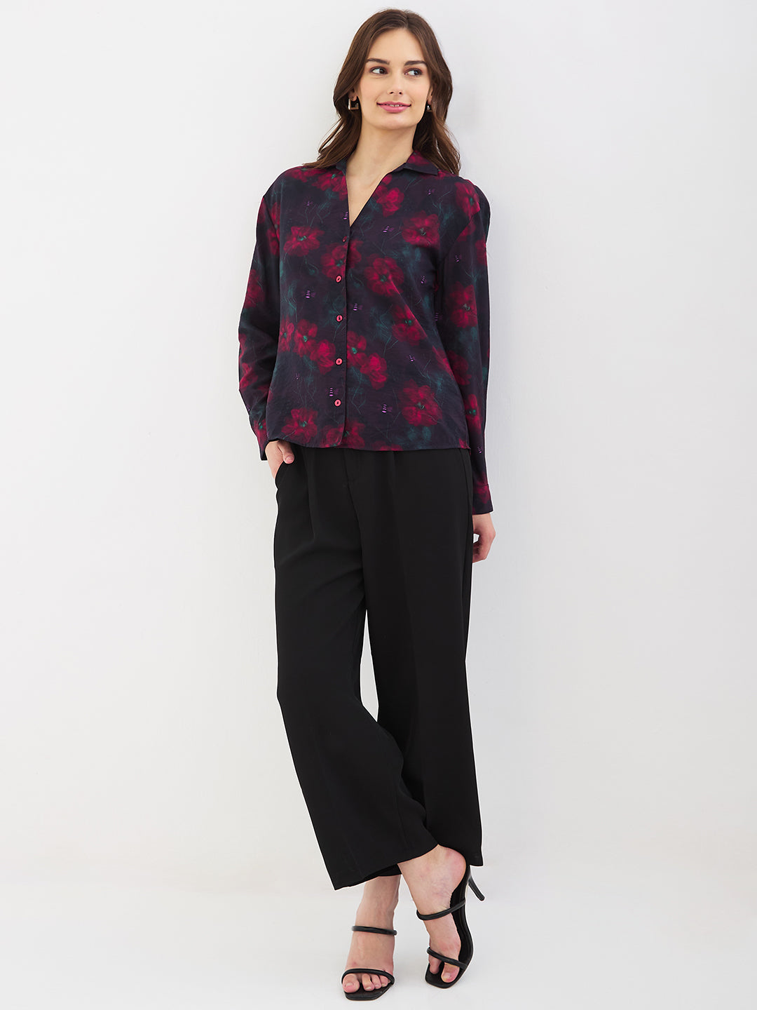 Spykar Crimson Red Regular Fit Casual Shirts For Women