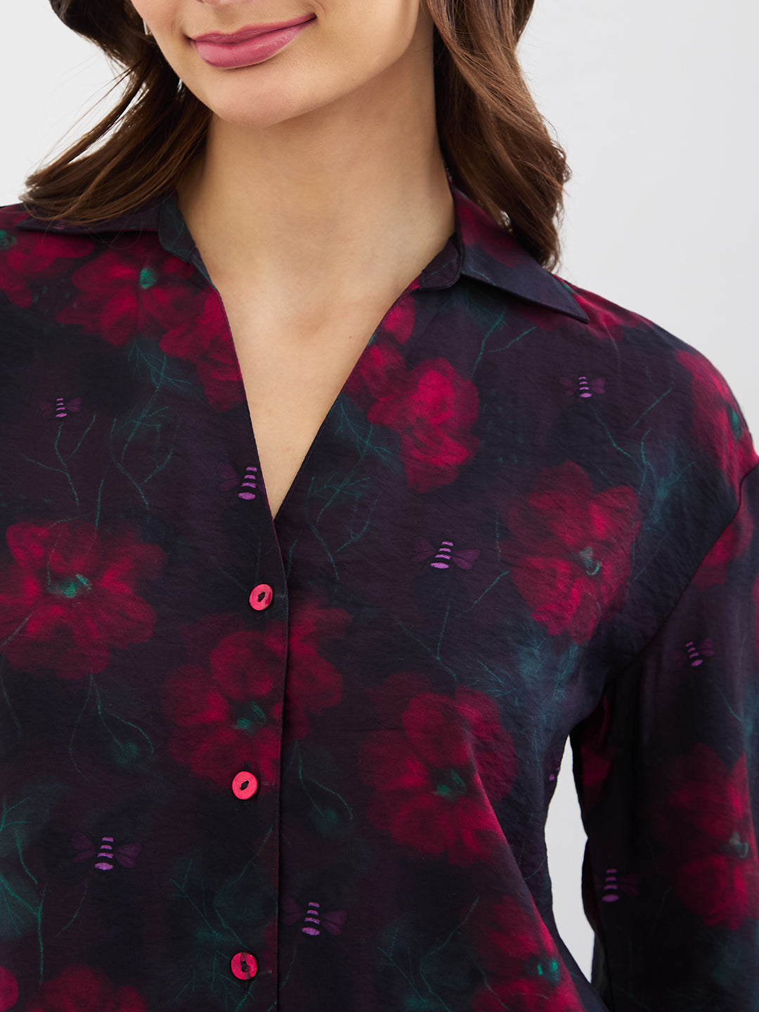 Spykar Crimson Red Regular Fit Casual Shirts For Women
