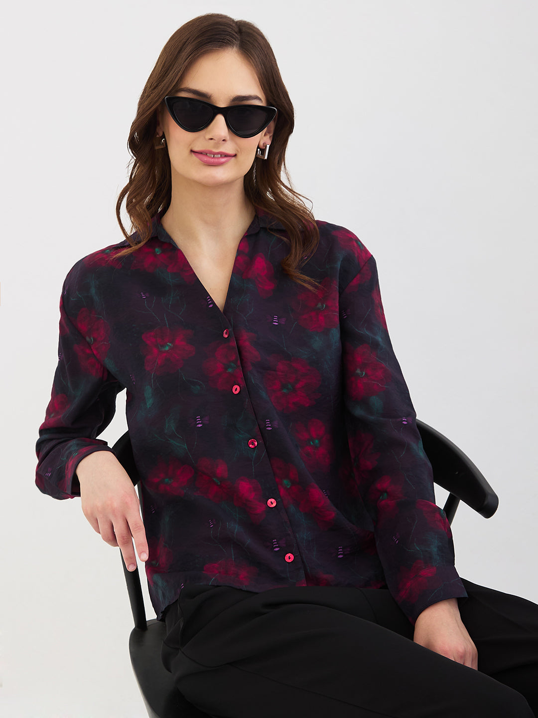 Women Shirt Red Regular Fit
