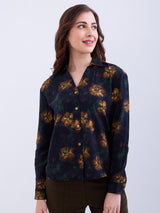 Women Shirt Print Yellow Regular Fit