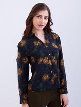 Women Shirt Print Yellow Regular Fit