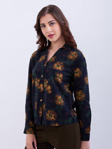 Women Shirt Print Yellow Regular Fit