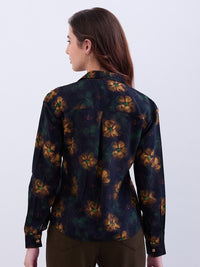 Women Shirt Print Yellow Regular Fit
