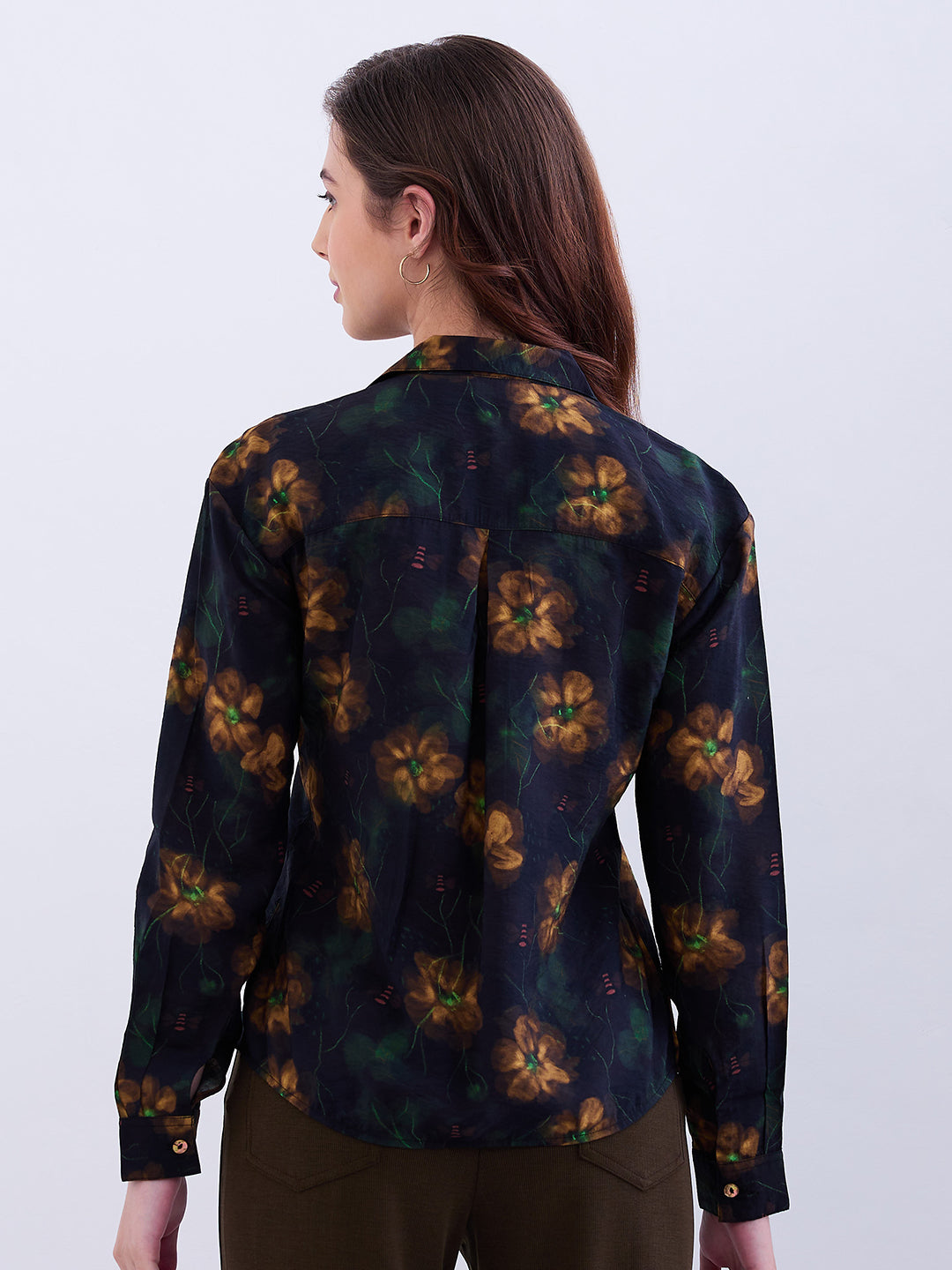 Women Shirt Print Yellow Regular Fit