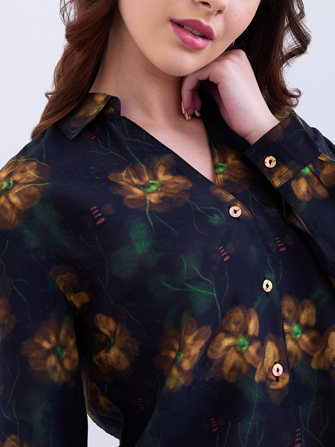 Women Shirt Print Yellow Regular Fit