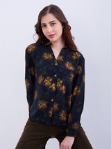 Women Shirt Print Yellow Regular Fit