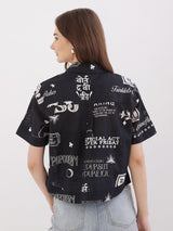 Women Shirt Black Boxy Fit