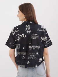 Women Shirt Black Boxy Fit