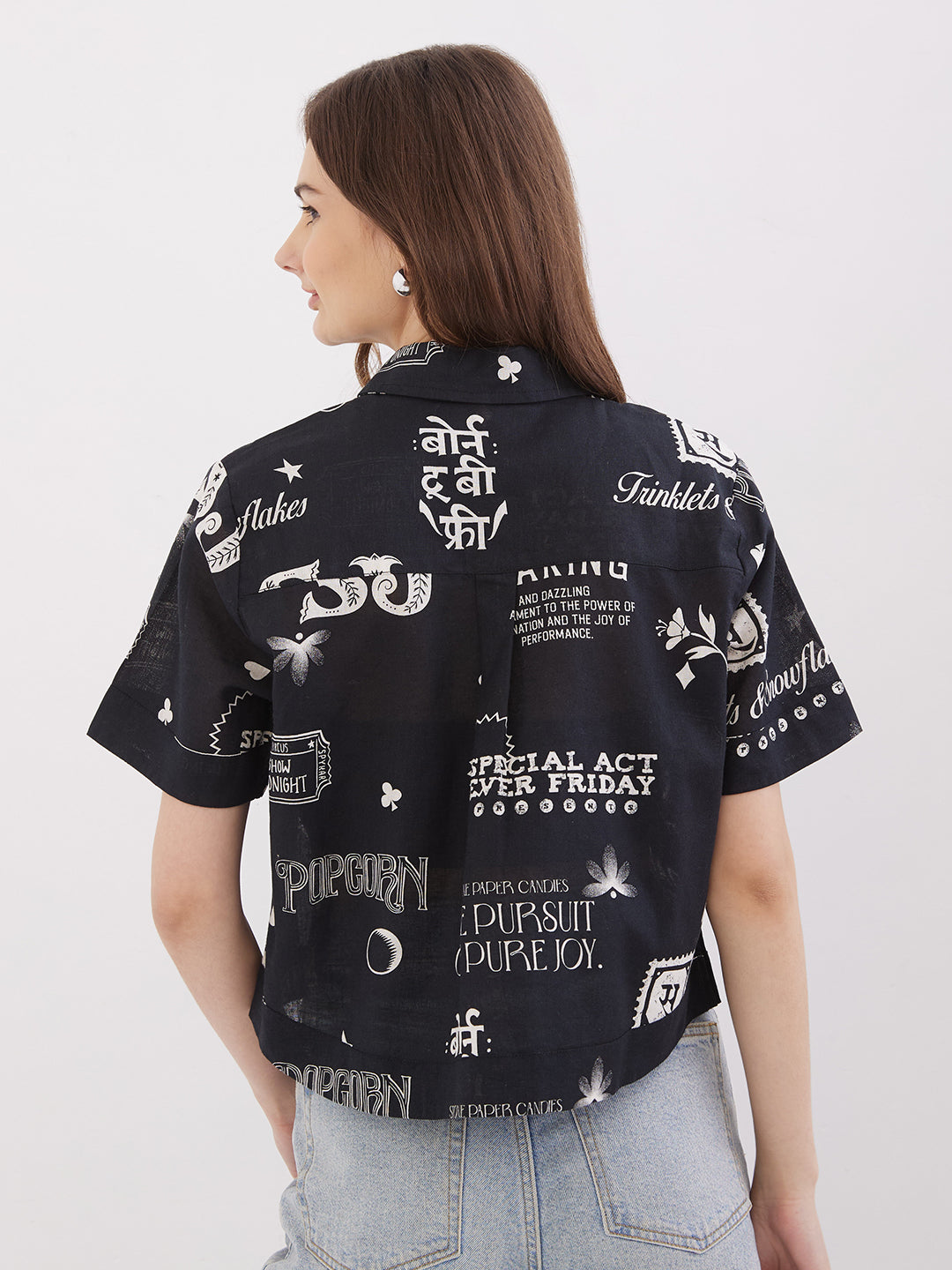 Women Shirt Black Boxy Fit