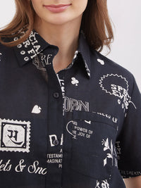 Women Shirt Black Boxy Fit