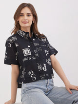 Women Shirt Black Boxy Fit