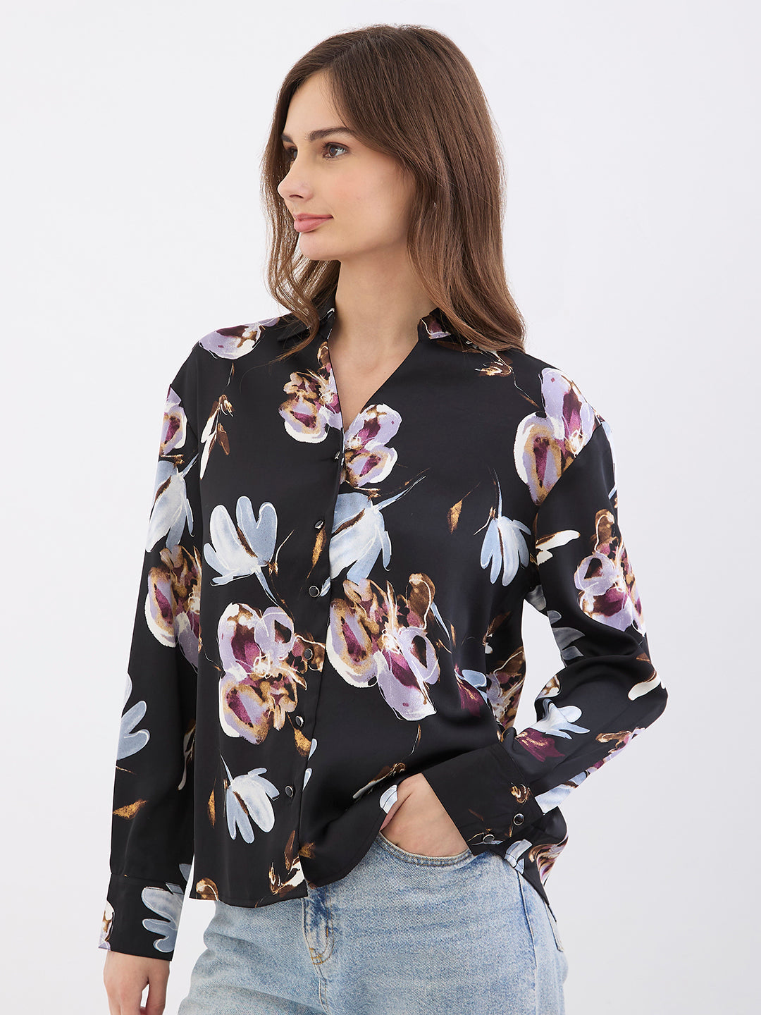 Spykar Black Regular Fit Casual Shirts For Women