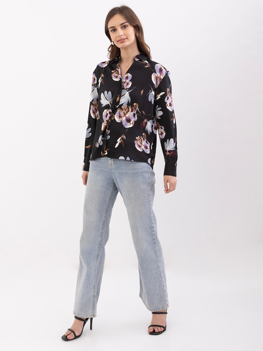 Spykar Black Regular Fit Casual Shirts For Women