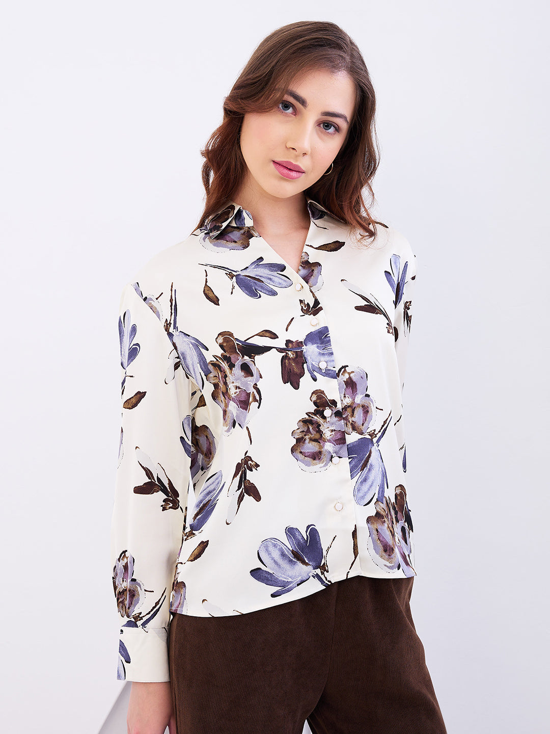 Spykar Off White Regular Fit Casual Shirts For Women