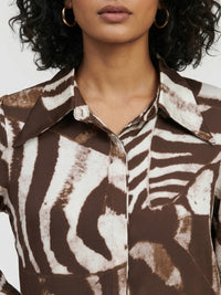 Women Shirt Print Brown Relaxed Fit