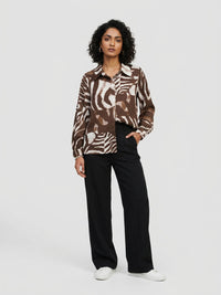 Women Shirt Print Brown Relaxed Fit