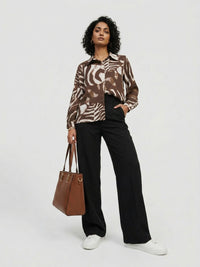 Women Shirt Print Brown Relaxed Fit