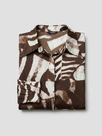 Women Shirt Print Brown Relaxed Fit