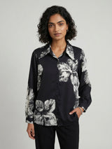 Women Shirt Print Black Relaxed Fit