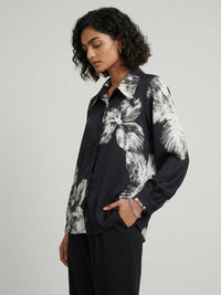 Women Shirt Print Black Relaxed Fit